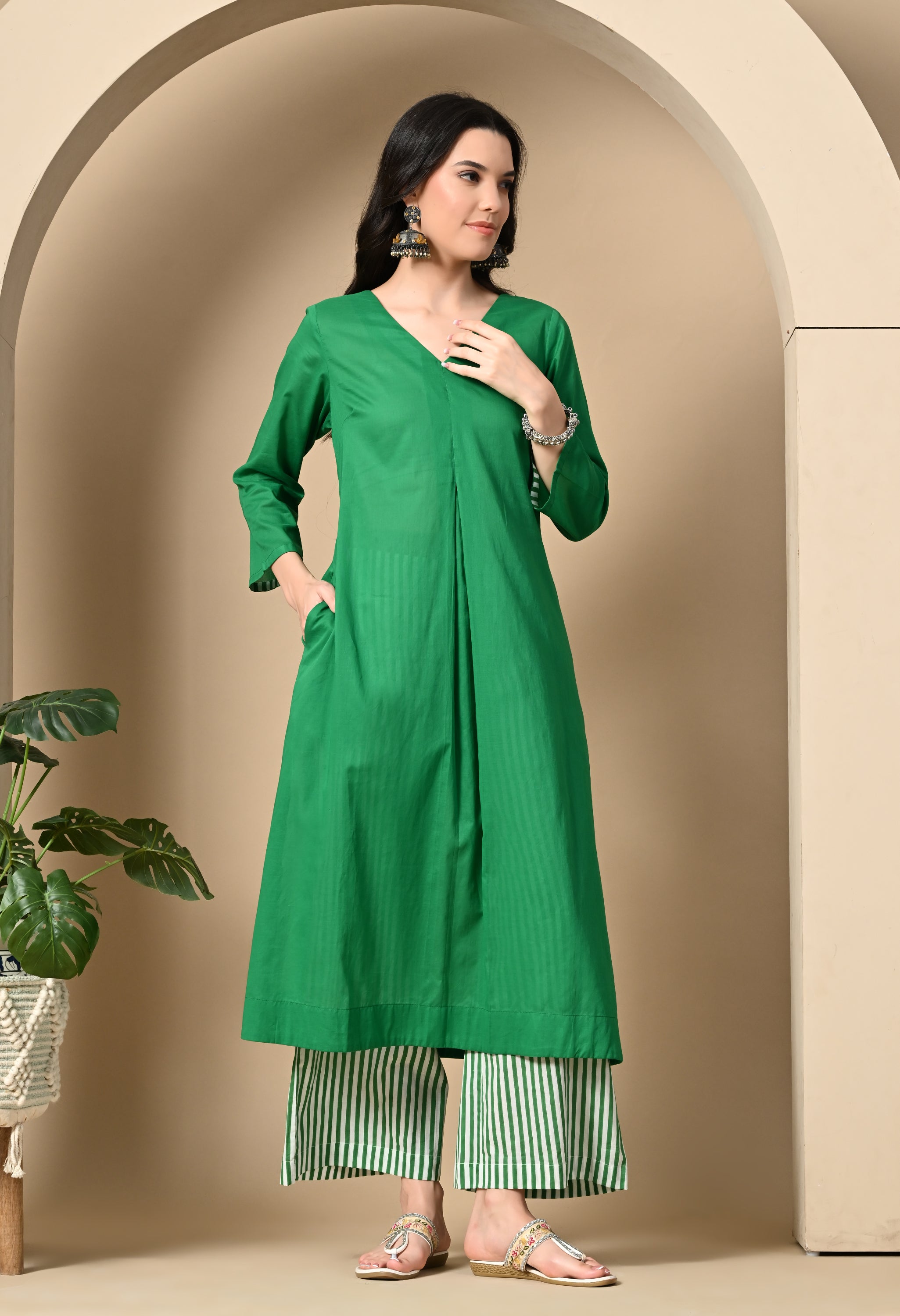 STRIPE BLOCK KURTA SET